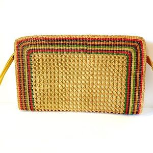 Straw Multi-Colored Large Wristlet/Clutch